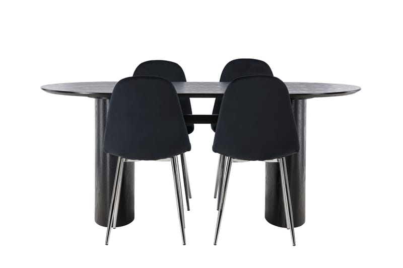 Isolde Matgrupp 180 cm Oval med 4 Polar stolar - Svart - Möbler - Bord & matgrupper - Matgrupper