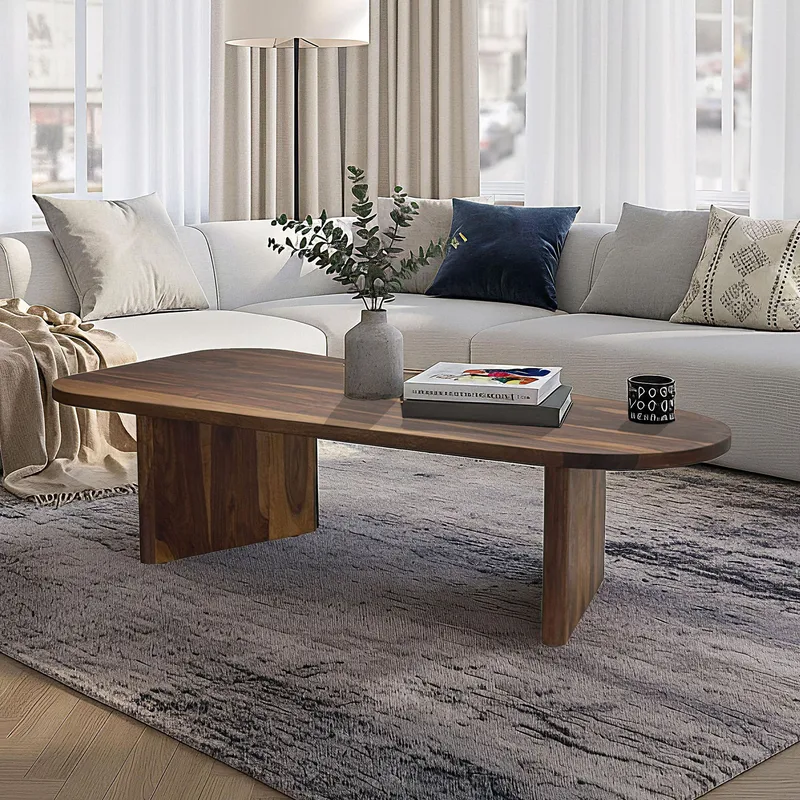 Ivoeri Soffbord 120 cm Oval Lantlig stil - Varm mörkbrun - Möbler - Bord & matgrupper - Soffbord