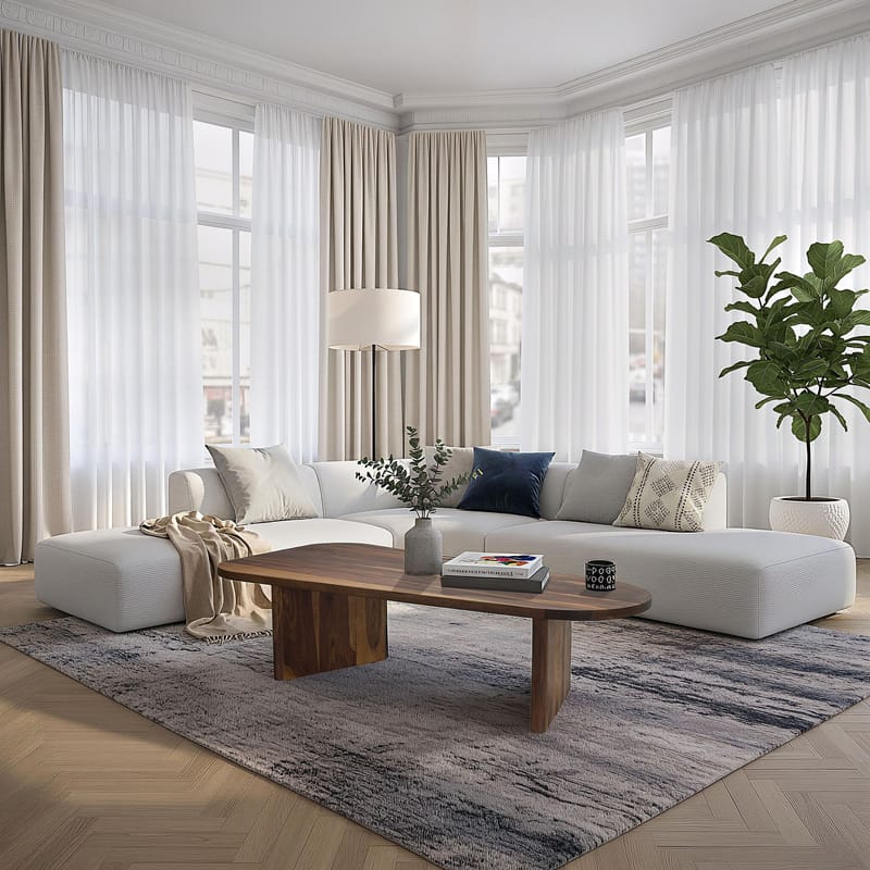 Ivoeri Soffbord 120 cm Oval Lantlig stil - Varm mörkbrun - Möbler - Bord & matgrupper - Soffbord
