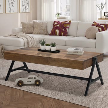 Ivoira Soffbord 120 cm Industriell stil - Varm mörkbrun och svart - Möbler - Bord & matgrupper - Soffbord