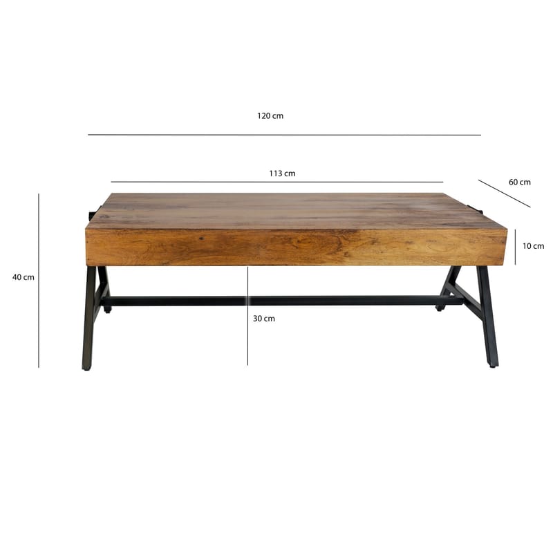 Ivoira Soffbord 120 cm Industriell stil - Varm mörkbrun och svart - Möbler - Bord & matgrupper - Soffbord