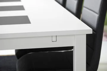 Jasmin Förlängningsbar Matgrupp 180 cm med 6 Cibus Stol - Vit/Svart - Möbler - Bord & matgrupper - Matgrupper
