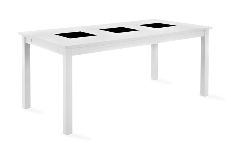 Jasmin Förlängningsbart Matbord 180 cm +  6 st Nibe stol grå med svarta ben - Vit/Grå - Möbler - Bord & matgrupper - Matgrupper