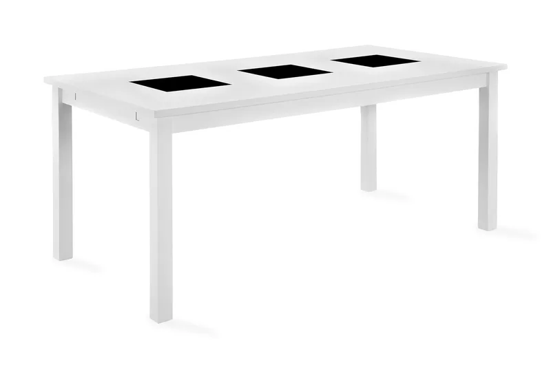 Jasmin Förlängningsbart Matbord 180 cm +  6 st Nibe stol grå med svarta ben - Vit/Grå - Möbler - Bord & matgrupper - Matgrupper