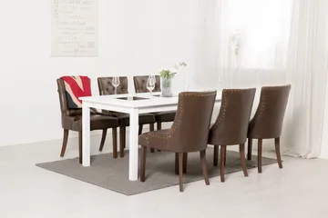 Jasmin Matgrupp 180 cm med 6 Tuva Fåtölj - Vit/Brun PU - Möbler - Bord & matgrupper - Matgrupper