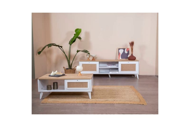 Jatinder Soffbord 55 cm - Mediumfärgat trä/Vit - Möbler - Bord & matgrupper - Soffbord
