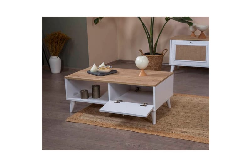 Jatinder Soffbord 55 cm - Mediumfärgat trä/Vit - Möbler - Bord & matgrupper - Soffbord