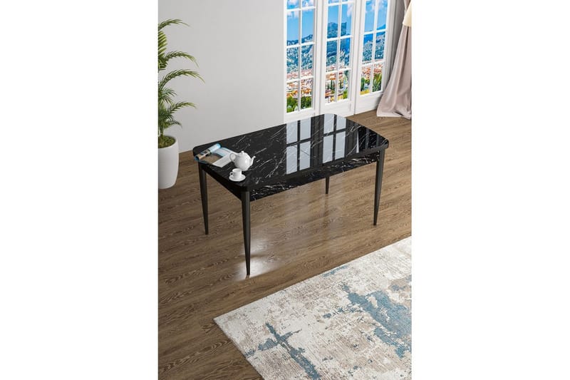 Javren Matbord 114 cm Rektangulär - Svart Marmor/Svart - Möbler - Bord & matgrupper - Matbord & köksbord