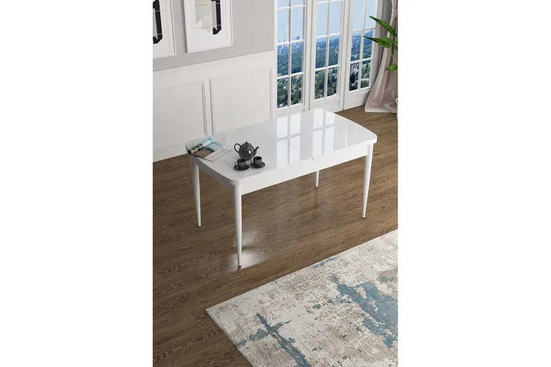 Javren Matbord 114 cm Rektangulär - Vit Marmor/Vit - Möbler - Bord & matgrupper - Matbord & köksbord