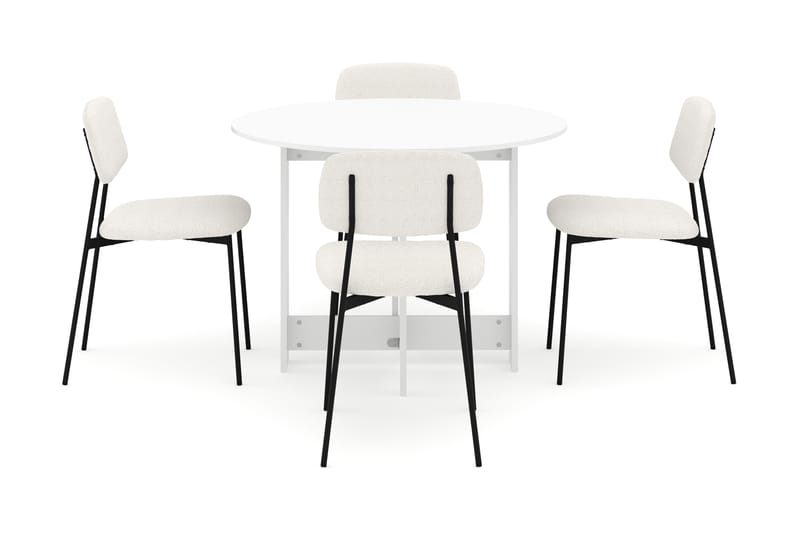 Jeba Matbord 100 cm med 4 st Lowe Matstolar - Vit - Möbler - Bord & matgrupper - Matgrupper