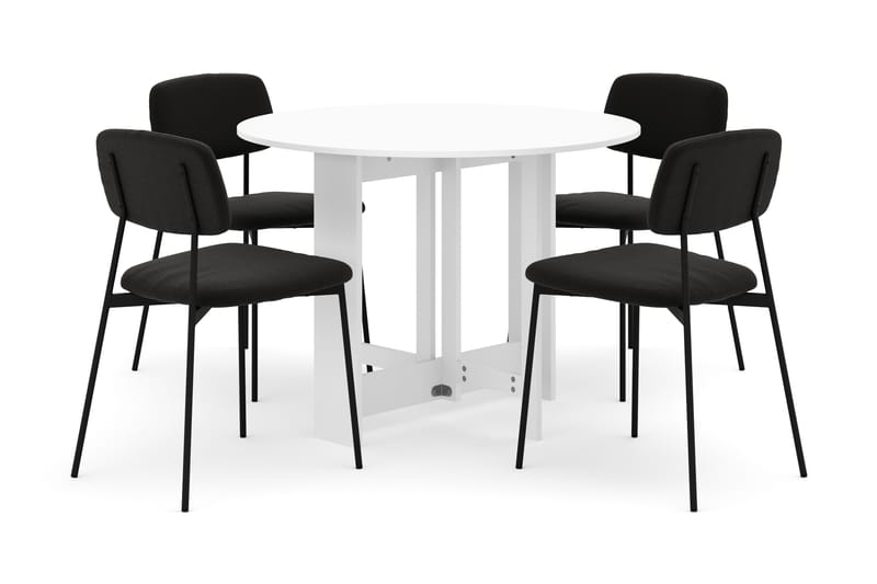 Jeba Matbord 100 cm med 4 st Lowe Matstolar - Vit - Möbler - Bord & matgrupper - Matgrupper