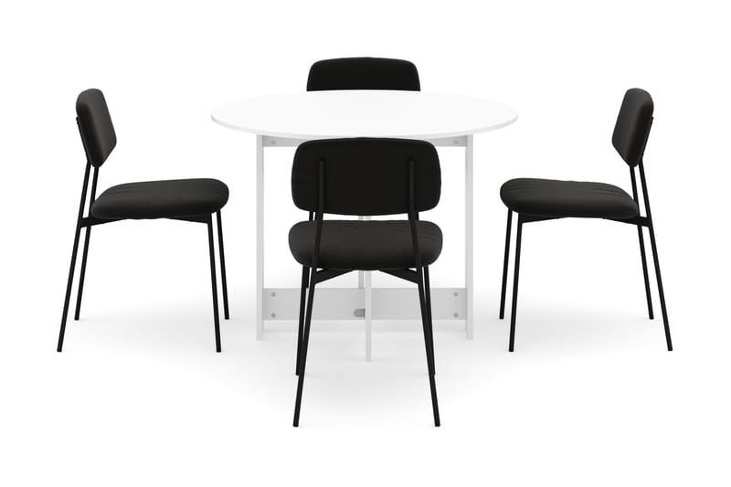 Jeba Matbord 100 cm med 4 st Lowe Matstolar - Vit - Möbler - Bord & matgrupper - Matgrupper
