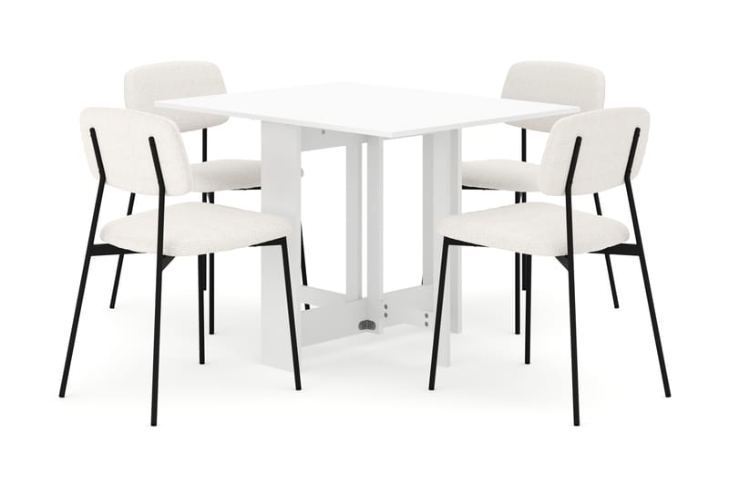 Jeba Matbord 80 cm med 4 st Lowe Matstolar - Vit - Möbler - Bord & matgrupper - Matgrupper