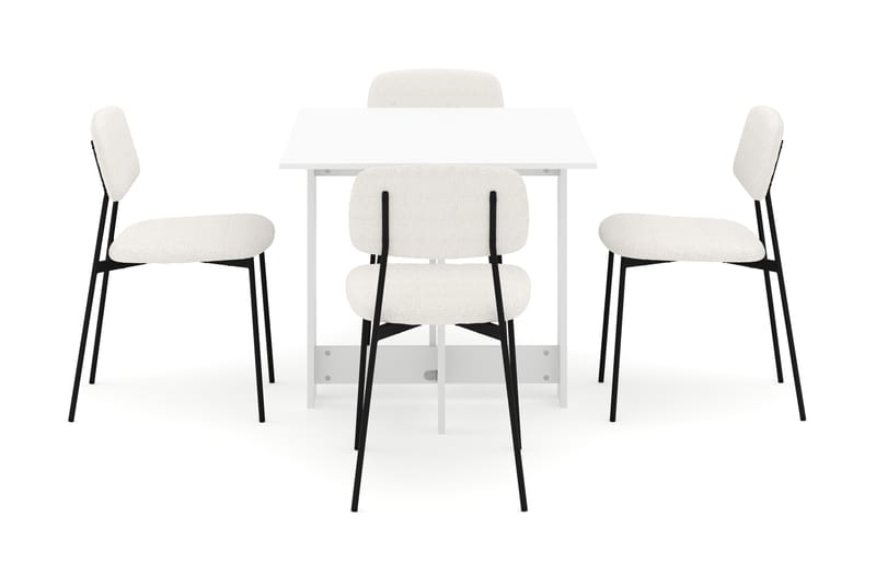Jeba Matbord 80 cm med 4 st Lowe Matstolar - Vit - Möbler - Bord & matgrupper - Matgrupper