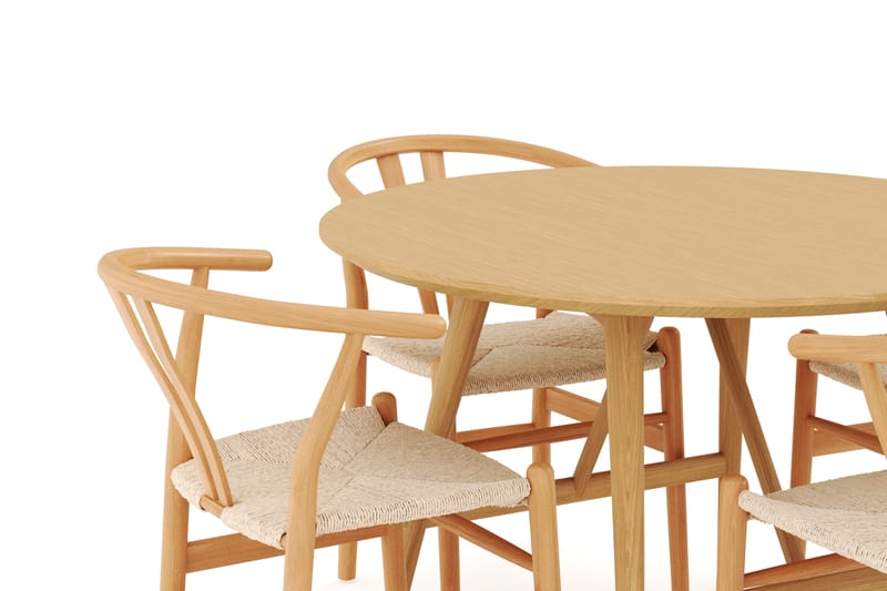 Jerup Matgrupp 120 cm Rund med 4 Dastoori Matstol - Natur - Möbler - Bord & matgrupper - Matgrupper