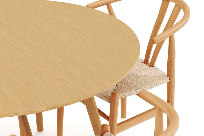 Jerup Matgrupp 120 cm Rund med 4 Dastoori Matstol - Natur - Möbler - Bord & matgrupper - Matgrupper