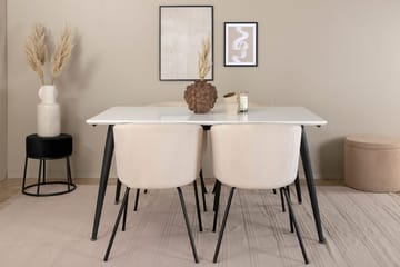 Jimmy Förlängningsbart Matbord 150 cm med 4 Berit Karmstol Sammet med Armstöd - Möbler - Bord & matgrupper - Matgrupper