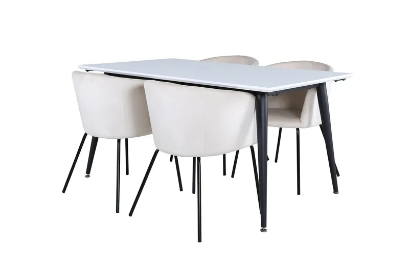 Jimmy Matgrupp 150 cm Rektangulär med 4 Berit stolar, Beige