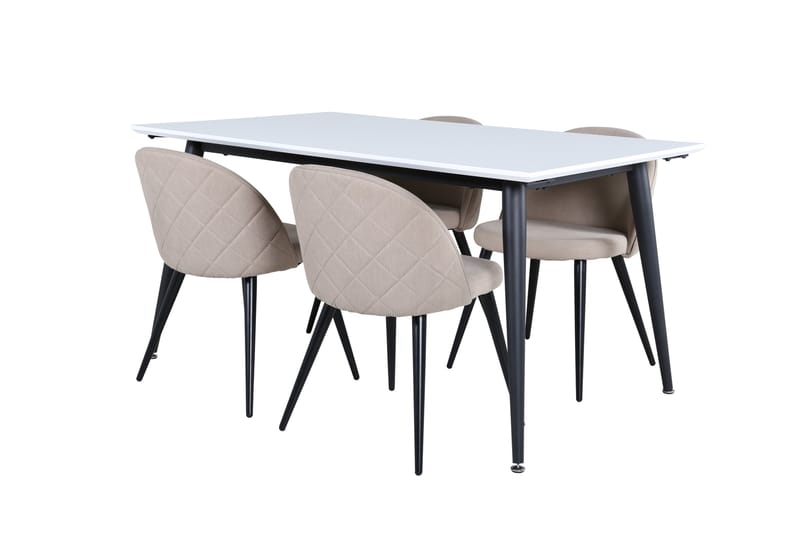 Jimmy Matgrupp 150 cm Rektangulär med 4 Velvet stolar - Beige - Möbler - Bord & matgrupper - Matgrupper