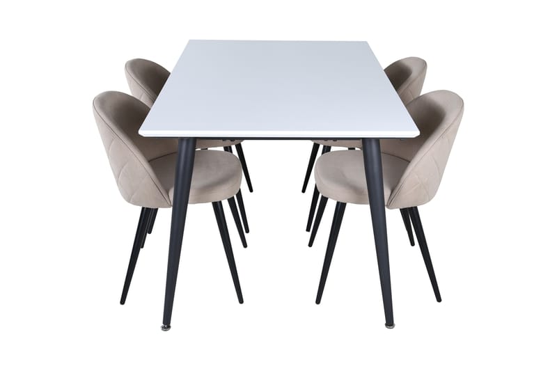 Jimmy Matgrupp 150 cm Rektangulär med 4 Velvet stolar - Beige - Möbler - Bord & matgrupper - Matgrupper