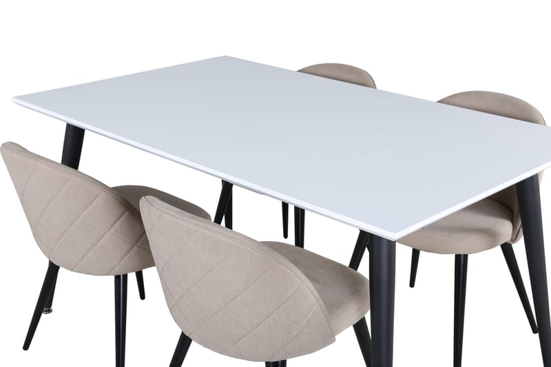 Jimmy Matgrupp 150 cm Rektangulär med 4 Velvet stolar - Beige - Möbler - Bord & matgrupper - Matgrupper