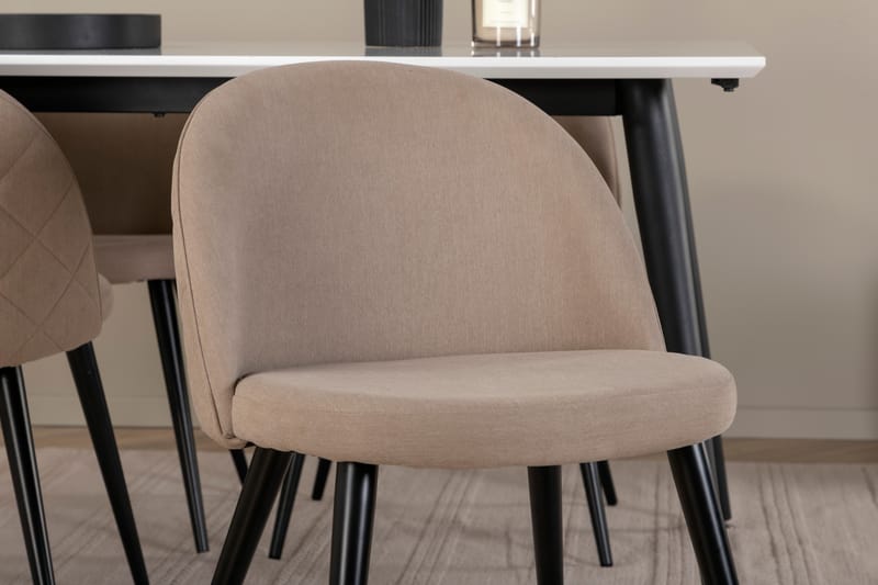 Jimmy Matgrupp 150 cm Rektangulär med 4 Velvet stolar - Beige - Möbler - Bord & matgrupper - Matgrupper