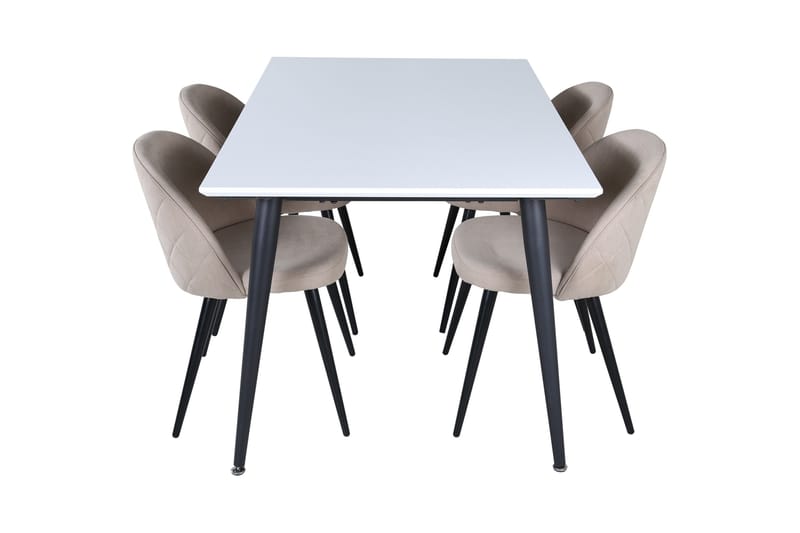 Jimmy Matgrupp 150 cm Rektangulär med 4 Velvet stolar - Beige - Möbler - Bord & matgrupper - Matgrupper