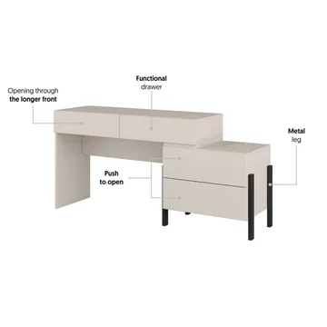 Jukon S Sminkbord med 4 Lådor i Trä med Metallben - Ljusbeige - Möbler - Bord & matgrupper - Sminkbord & toalettbord