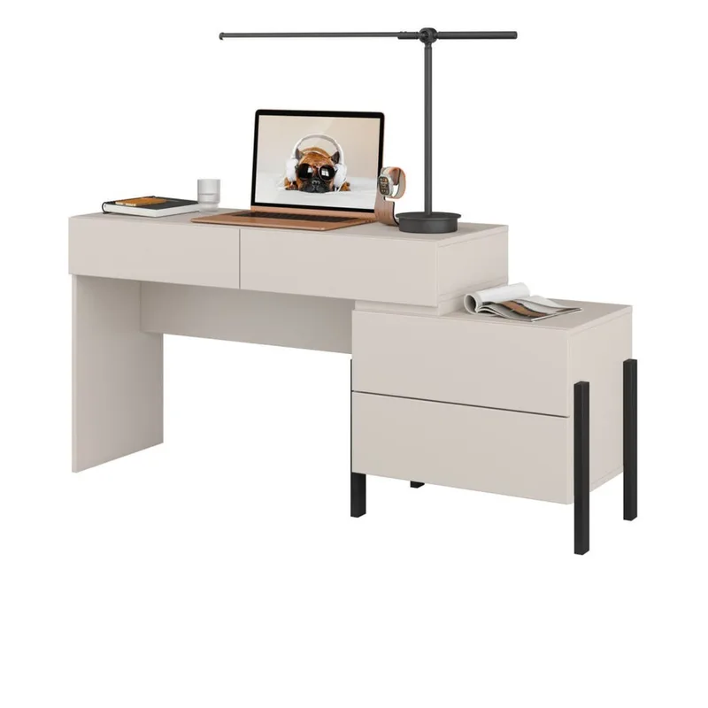 Jukon S Sminkbord med 4 Lådor i Trä med Metallben - Ljusbeige - Möbler - Bord & matgrupper - Sminkbord & toalettbord