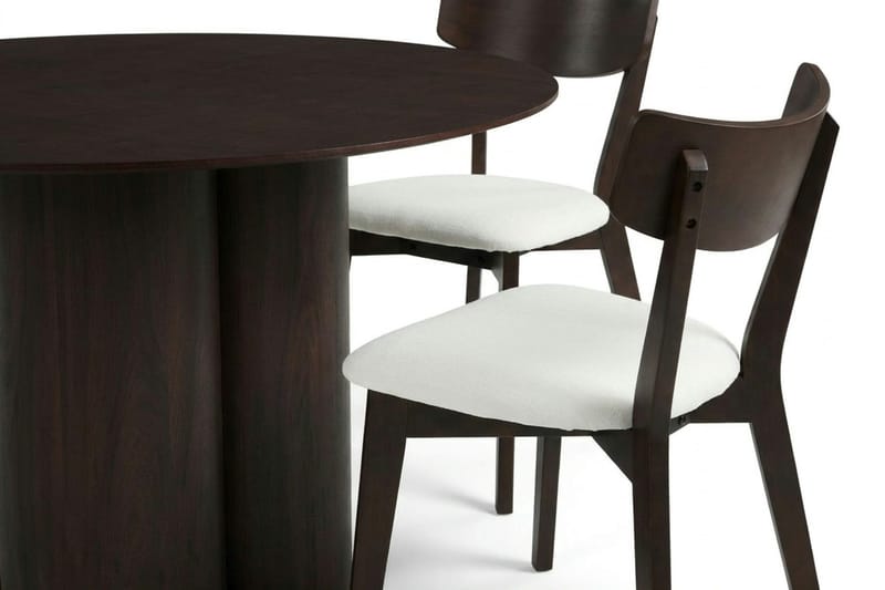 Juno Matgrupp 130 cm runt i Rökt Ek med 6 Amelia Matstolar med Dyna - Rökt Ek/Beige - Möbler - Bord & matgrupper - Matgrupper