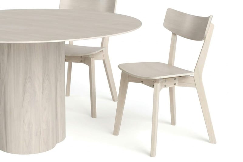 Juno Matgrupp 150 cm runt Vitlaserad med 6 Amelia Matstolar - Vitlaserad - Möbler - Bord & matgrupper - Matgrupper