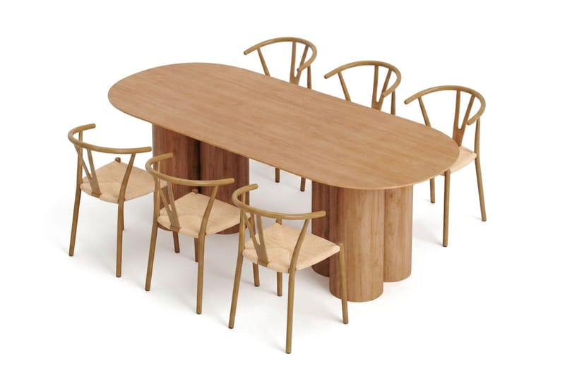 Juno Matgrupp rektangulärt 220 cm Ek med 6 Elysia Matstolar - Ek - Möbler - Bord & matgrupper - Matgrupper