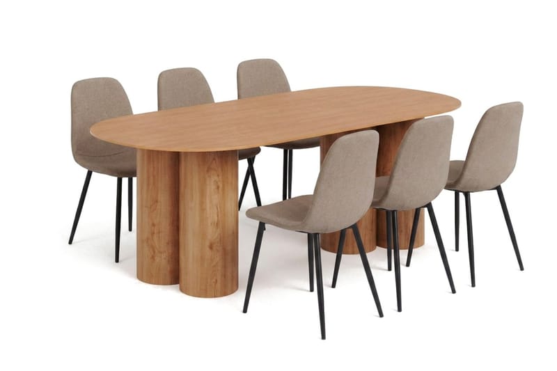 Juno Matgrupp rektangulärt 220 cm Ek med 6 Nibe Matstolar - Ek - Möbler - Bord & matgrupper - Matgrupper