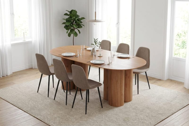 Juno Matgrupp rektangulärt 220 cm Ek med 6 Nibe Matstolar - Ek - Möbler - Bord & matgrupper - Matgrupper