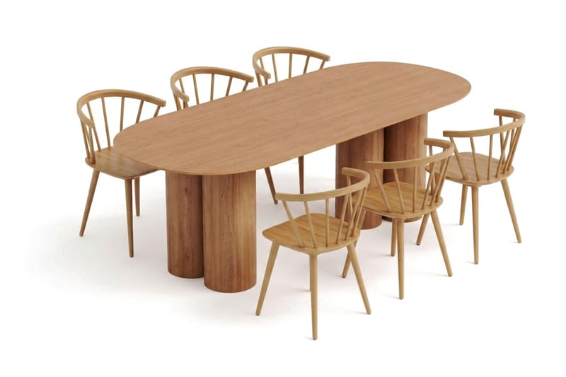 Juno Matgrupp rektangulärt 220 cm Ek med 6 Tyrö Matstolar - Ek - Möbler - Bord & matgrupper - Matgrupper