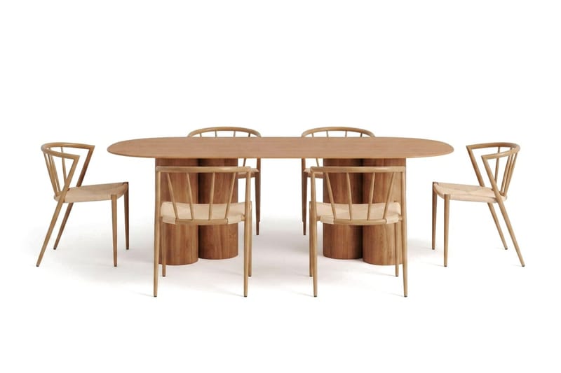 Juno Matgrupp rektangulärt 220 cm Ek med 6 Winston Matstolar - Ek - Möbler - Bord & matgrupper - Matgrupper