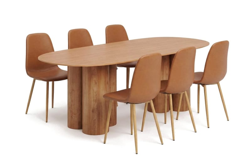 Juno Matgrupp rektangulärt 220 cm Ek med 8 Nibe Matstolar - Ek - Möbler - Bord & matgrupper - Matgrupper