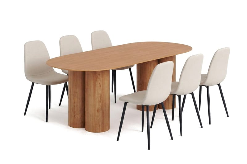 Juno Matgrupp rektangulärt 220 cm Ek med 8 Nibe Matstolar - Ek - Möbler - Bord & matgrupper - Matgrupper