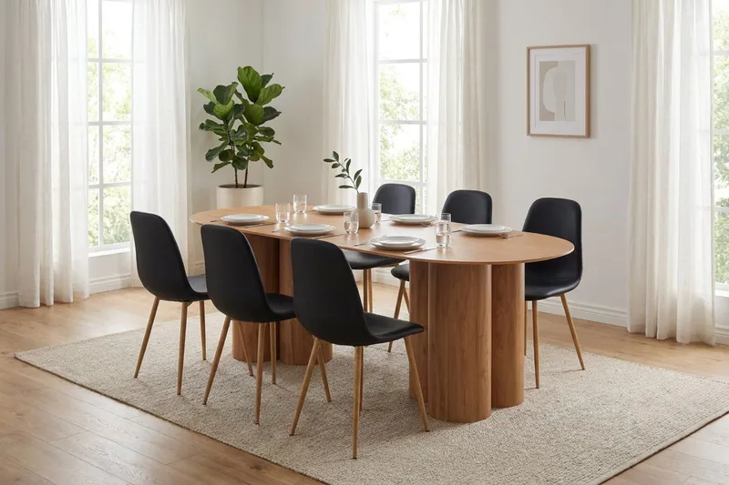 Juno Matgrupp rektangulärt 220 cm Ek med 8 Nibe Matstolar - Ek - Möbler - Bord & matgrupper - Matgrupper