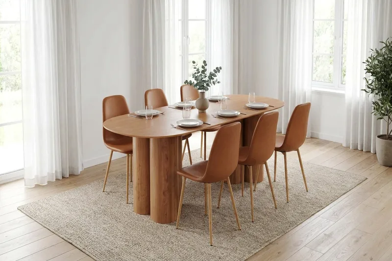 Juno Matgrupp rektangulärt 220 cm Ek med 8 Nibe Matstolar - Ek - Möbler - Bord & matgrupper - Matgrupper