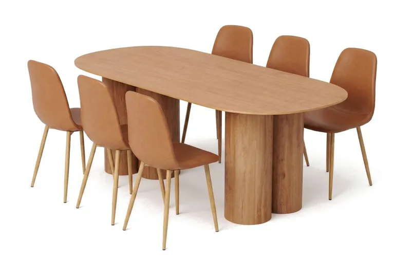 Juno Matgrupp rektangulärt 220 cm Ek med 8 Nibe Matstolar, Ek