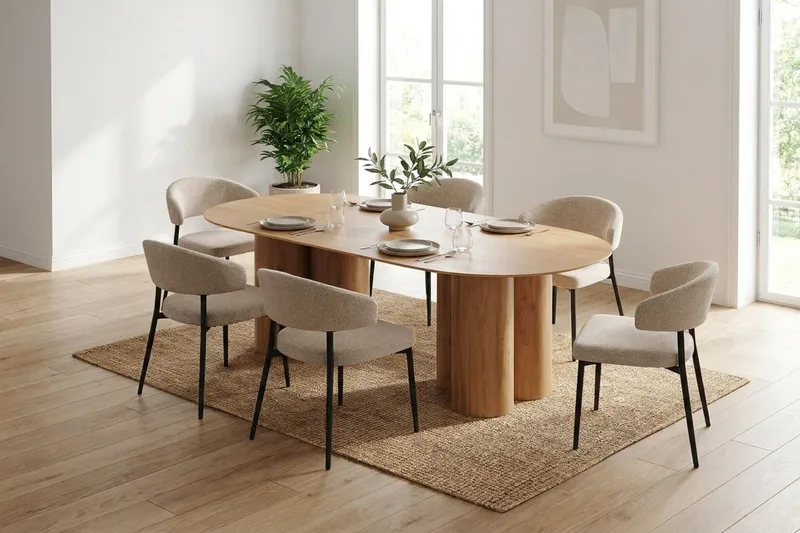 Juno Matgrupp rektangulärt 220 cm Ek med 8 Sawako Matstolar - Ek - Möbler - Bord & matgrupper - Matgrupper