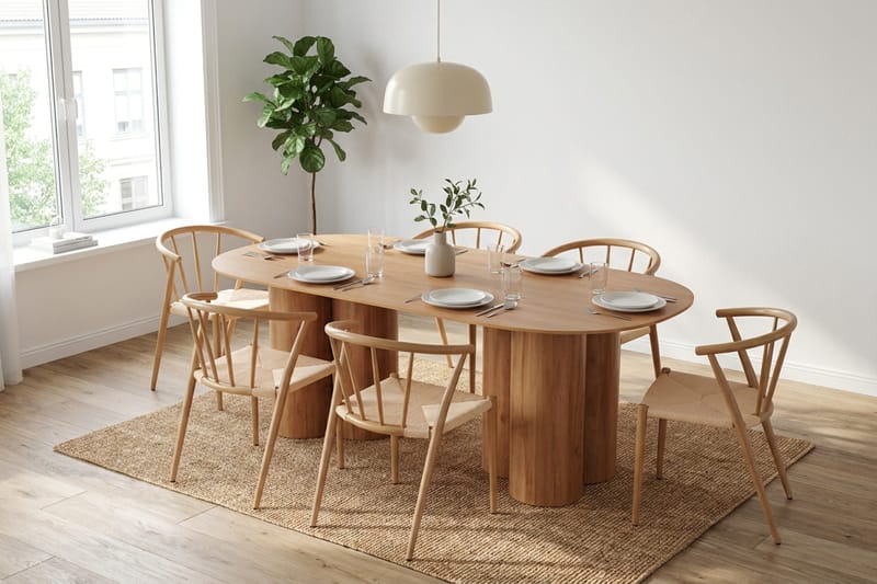 Juno Matgrupp rektangulärt 220 cm Ek med 8 Winston Matstolar, Ek