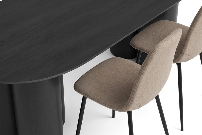 Juno Matgrupp rektangulärt 220 cm Svart med 6 Nibe Matstolar - Svart - Möbler - Bord & matgrupper - Matgrupper