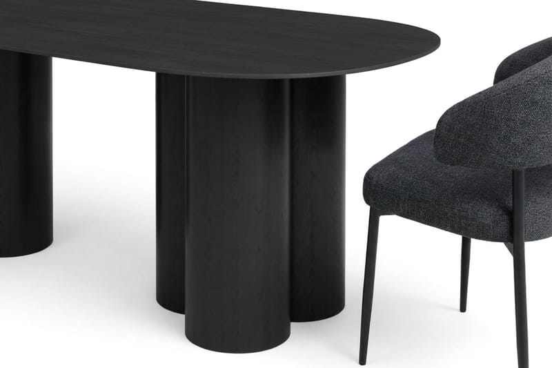 Juno Matgrupp rektangulärt 220 cm Svart med 6 Sawako Matstolar - Svart - Möbler - Bord & matgrupper - Matgrupper