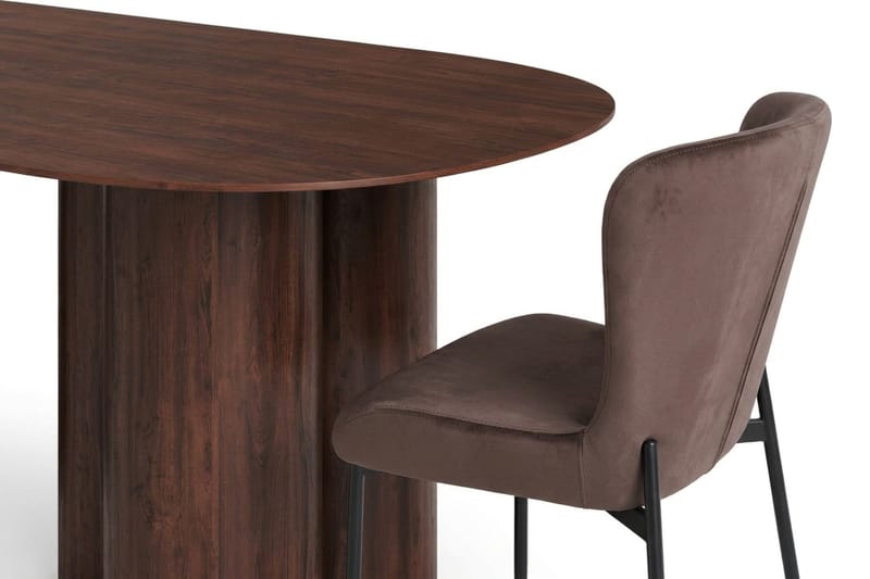 Juno Matgrupp rektangulärt 220 cm Valnöt med 6 Elsie Matstolar - Valnöt/Brun - Möbler - Bord & matgrupper - Matgrupper