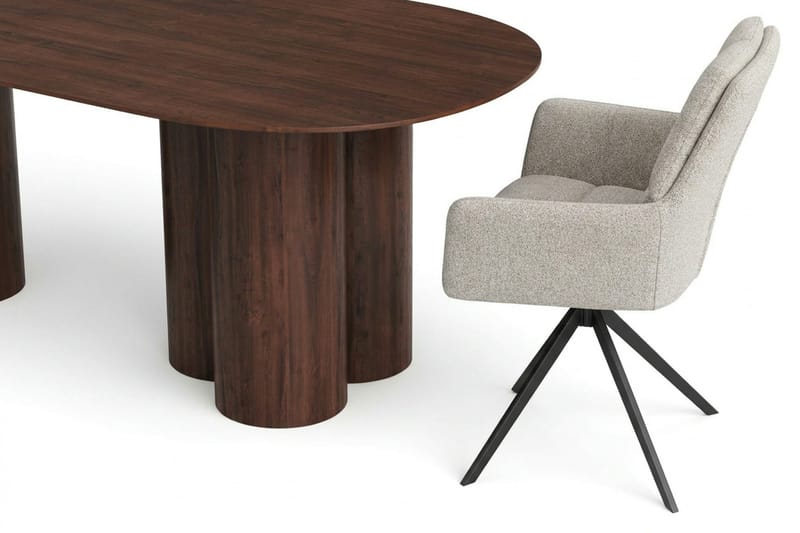 Juno Matgrupp rektangulärt 220 cm Valnöt med 6 Torsby Matstolar - Valnöt - Möbler - Bord & matgrupper - Matgrupper