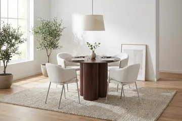 Juno Matgrupp runt 110 cm med 4 Filip Matstolar - Valnöt - Möbler - Bord & matgrupper - Matgrupper