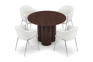 Juno Matgrupp runt 110 cm med 4 Filip Matstolar - Valnöt - Möbler - Bord & matgrupper - Matgrupper