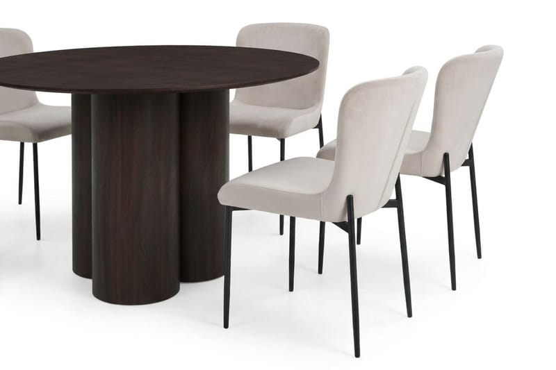 Juno Matgrupp runt 110 cm Rökt Ek med 4 Elsie Matstolar - Rökt ek/Beige - Möbler - Bord & matgrupper - Matgrupper